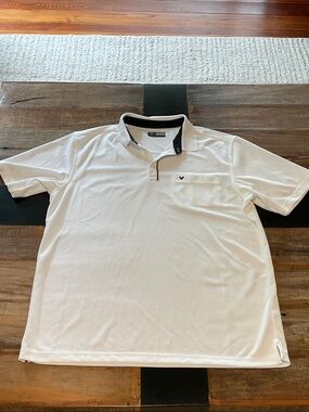 Callaway mens golf White Polo with Black Trim Collar